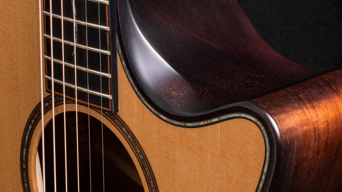 Đàn guitar acoustic điện Taylor Builder's Edition K14ce – cận thùng đàn mặt trước