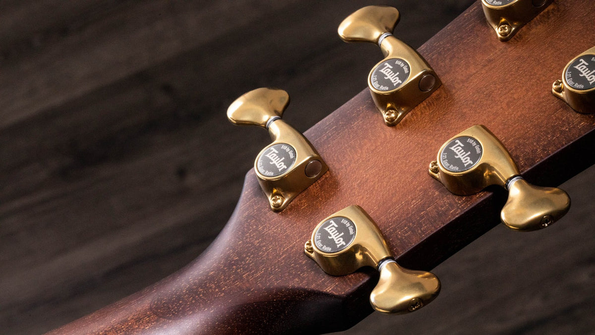 Đàn guitar acoustic điện Taylor Builder's Edition K14ce – mặt sau đầu đàn và bộ khóa lên dây