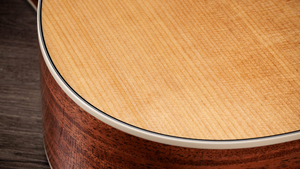Đàn guitar acoustic điện Taylor Gold Label 510e màu Natural – cận thùng đàn mặt trước