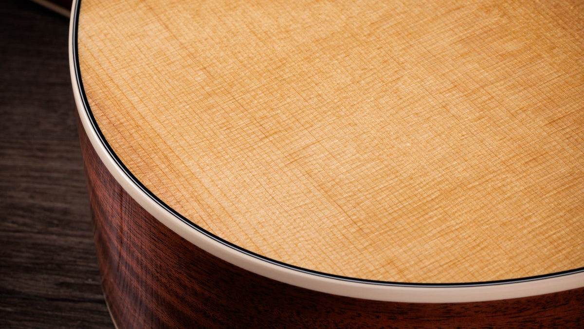 Đàn guitar acoustic điện Taylor Gold Label 512e màu Natural – cận thùng đàn mặt trước