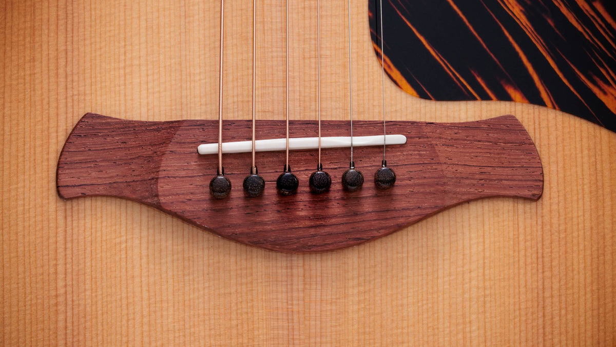 Đàn guitar acoustic điện Taylor Gold Label 514e mặt sunburst, pickguard firestripe – cận chi tiết hoàn thiện