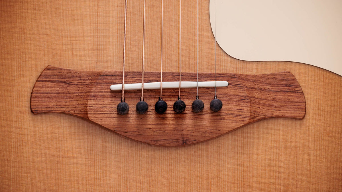 Đàn guitar acoustic điện Taylor Gold Label 514e mặt sunburst, pickguard kem – cận chi tiết hoàn thiện