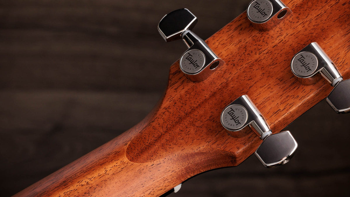 Đàn guitar acoustic điện Taylor Gold Label 712e – mặt sau đầu đàn và bộ khóa lên dây