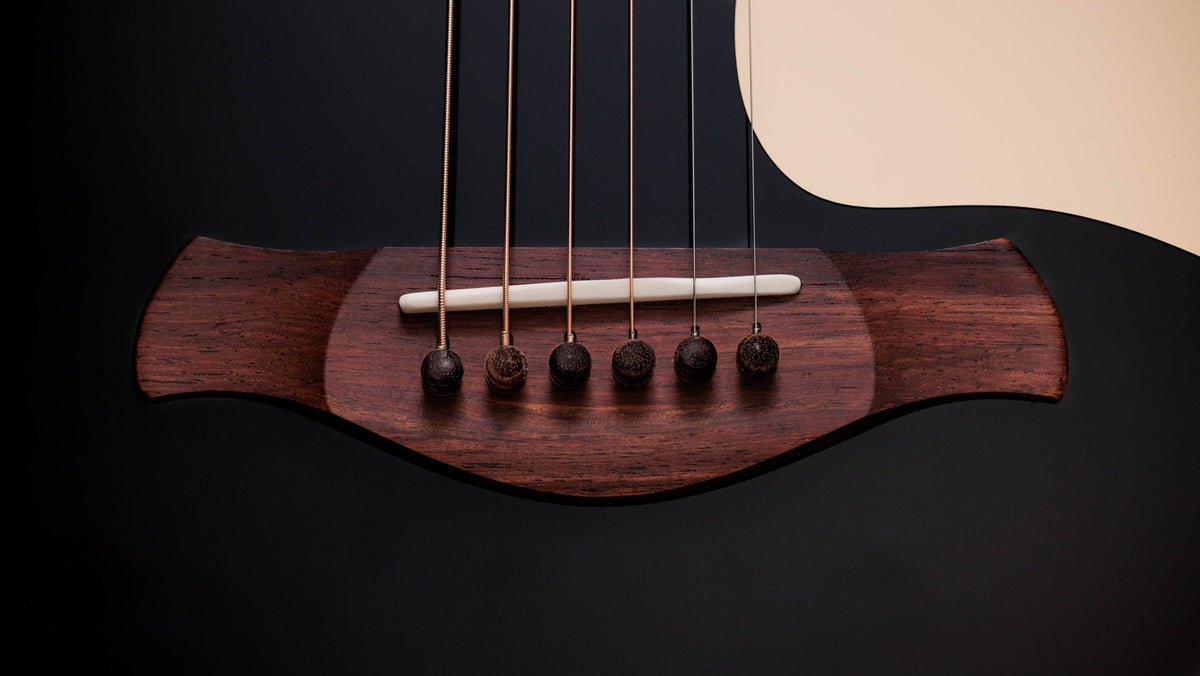 Đàn guitar acoustic điện Taylor Gold Label 717e mặt đen Blacktop – cận lỗ thoát âm và ngựa đàn