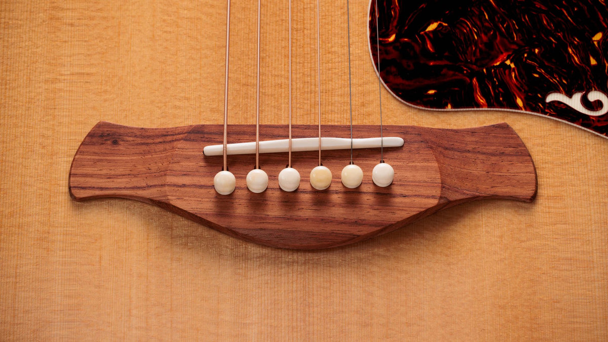 Đàn guitar acoustic điện Taylor Gold Label 817e mặt Natural – cận lỗ thoát âm và ngựa đàn