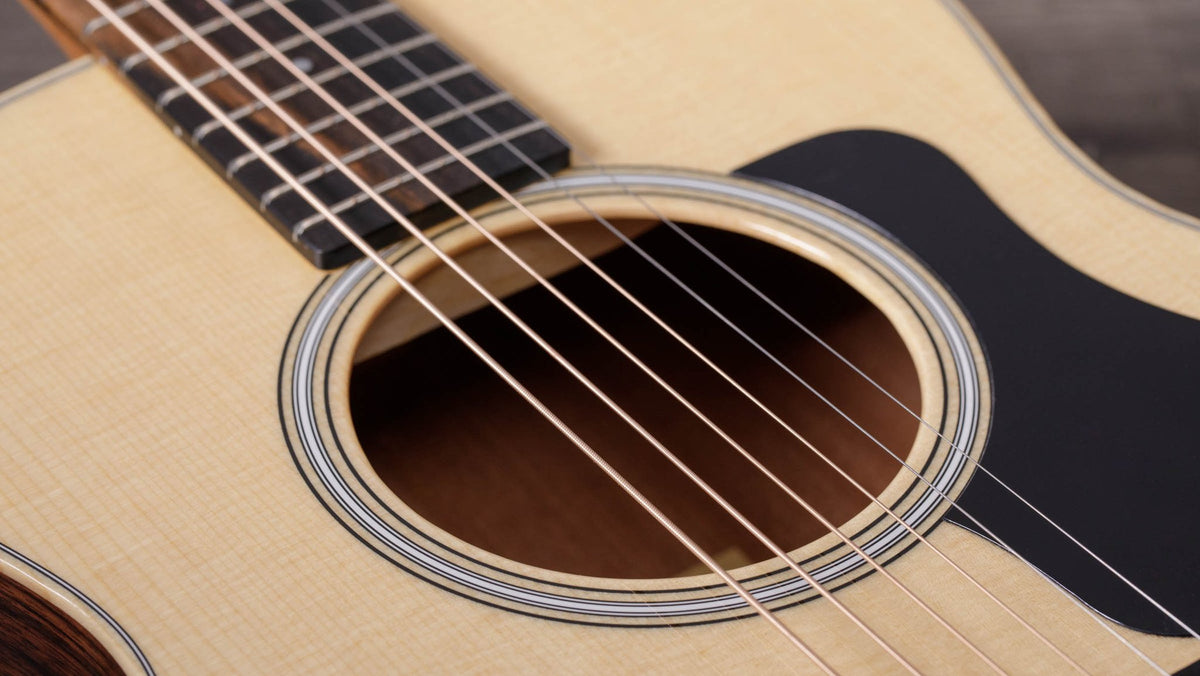 Đàn guitar acoustic điện Taylor GS Mini-e Rosewood Plus màu Natural – cận hoa văn viền lỗ thoát âm (rosette)