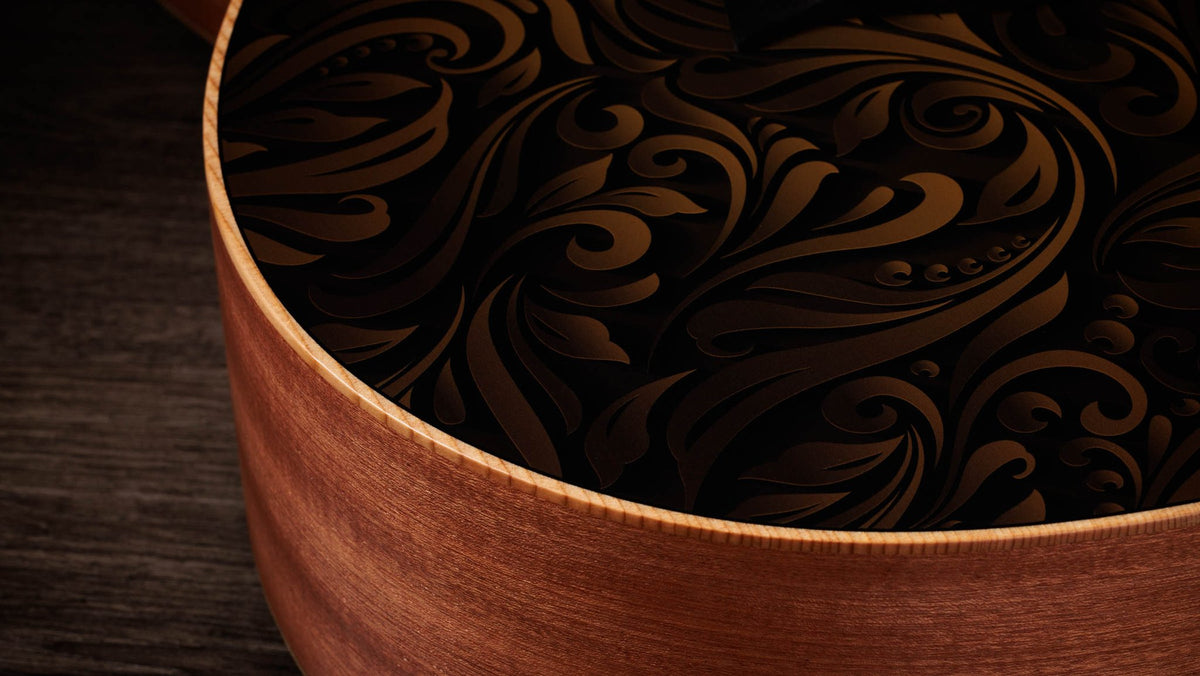 Đàn guitar acoustic điện Taylor GS Mini-e Special Edition màu Paisley Burst – cận chi tiết hoàn thiện