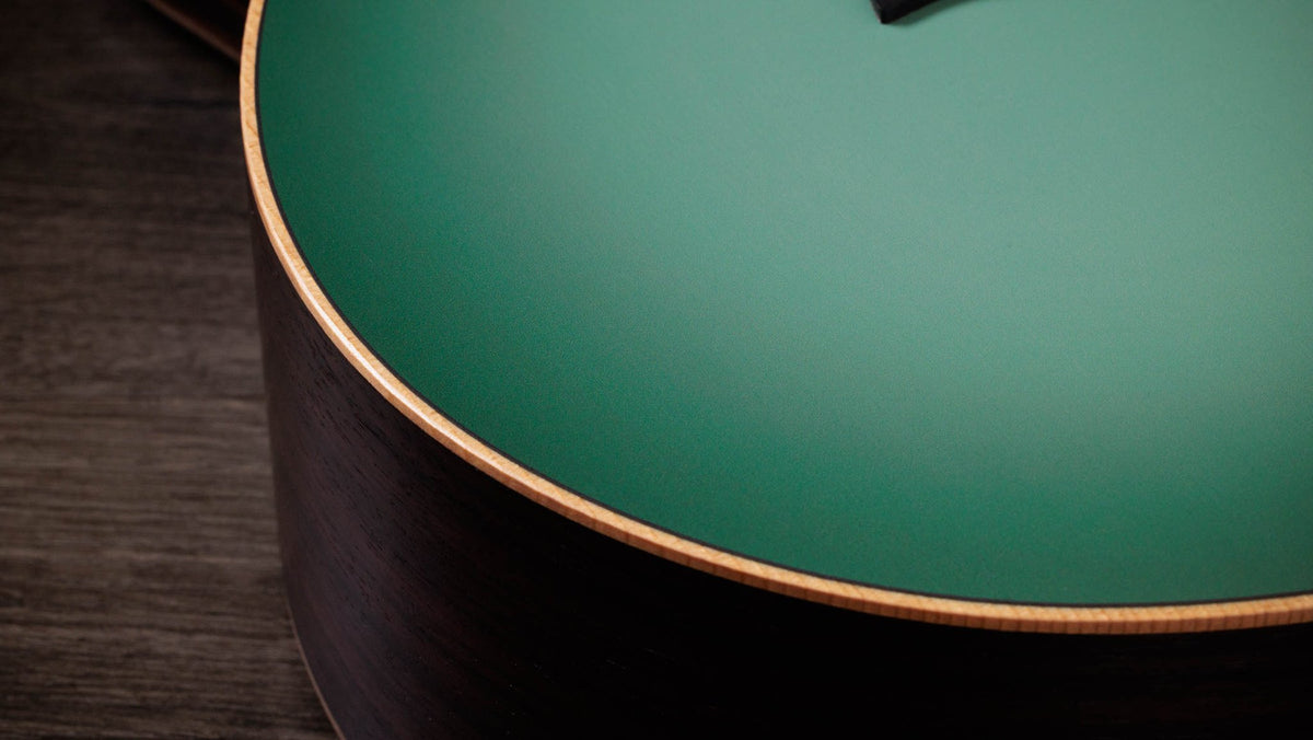 Đàn guitar acoustic điện Taylor GS Mini-e Special Edition màu Vintage Teal Burst – cận chi tiết hoàn thiện