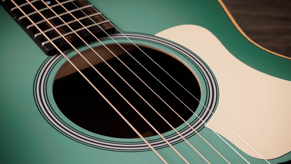 Đàn guitar acoustic điện Taylor GS Mini-e Special Edition màu Vintage Teal Burst – cận hoa văn viền lỗ thoát âm (rosette)