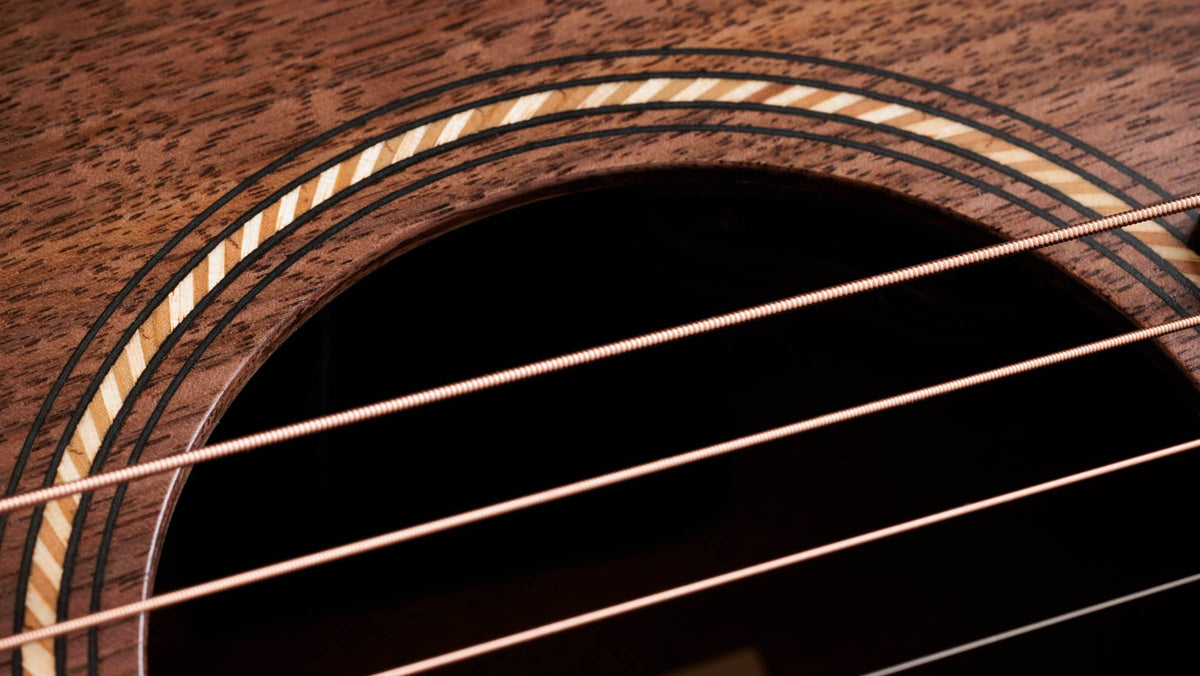 Đàn guitar acoustic điện Taylor Jacob Collier Academy 22e 5-String màu Natural – cận hoa văn viền lỗ thoát âm (rosette)