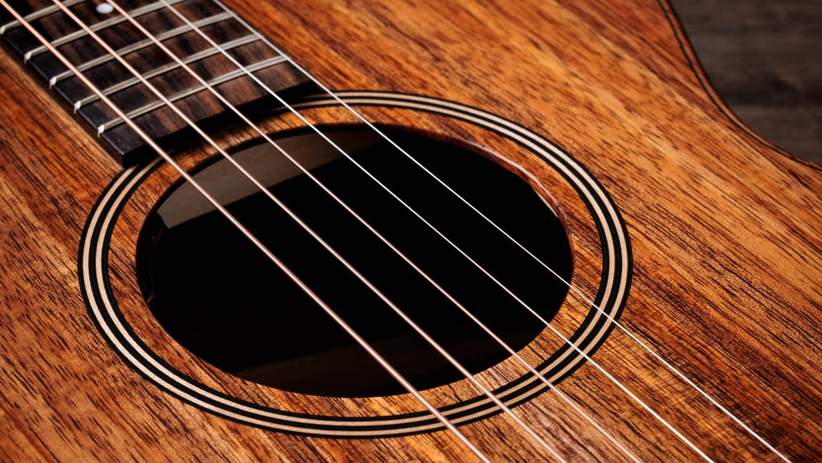 Đàn guitar acoustic điện Taylor Jacob Collier Signature Model 5-String màu Natural – cận hoa văn viền lỗ thoát âm (rosette)