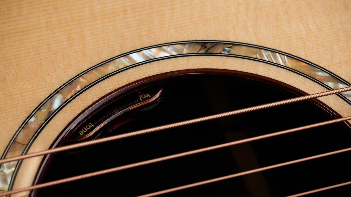 Đàn guitar acoustic điện Taylor Legacy 914ce – cận hoa văn viền lỗ thoát âm (rosette)