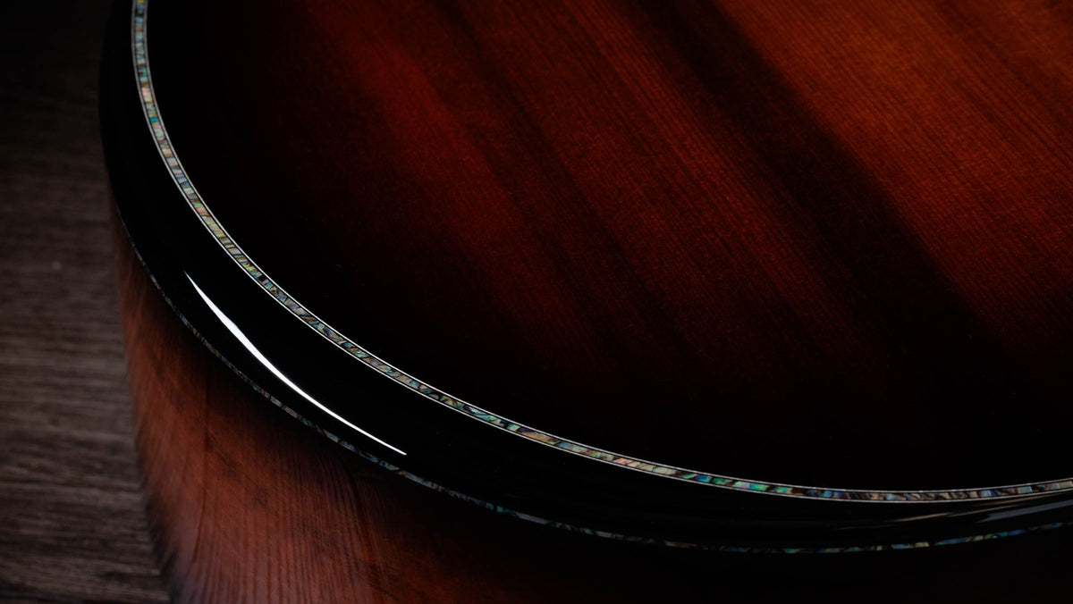 Đàn guitar acoustic điện Taylor PS14ce Ironbark/Sinker Redwood – cận hông đàn