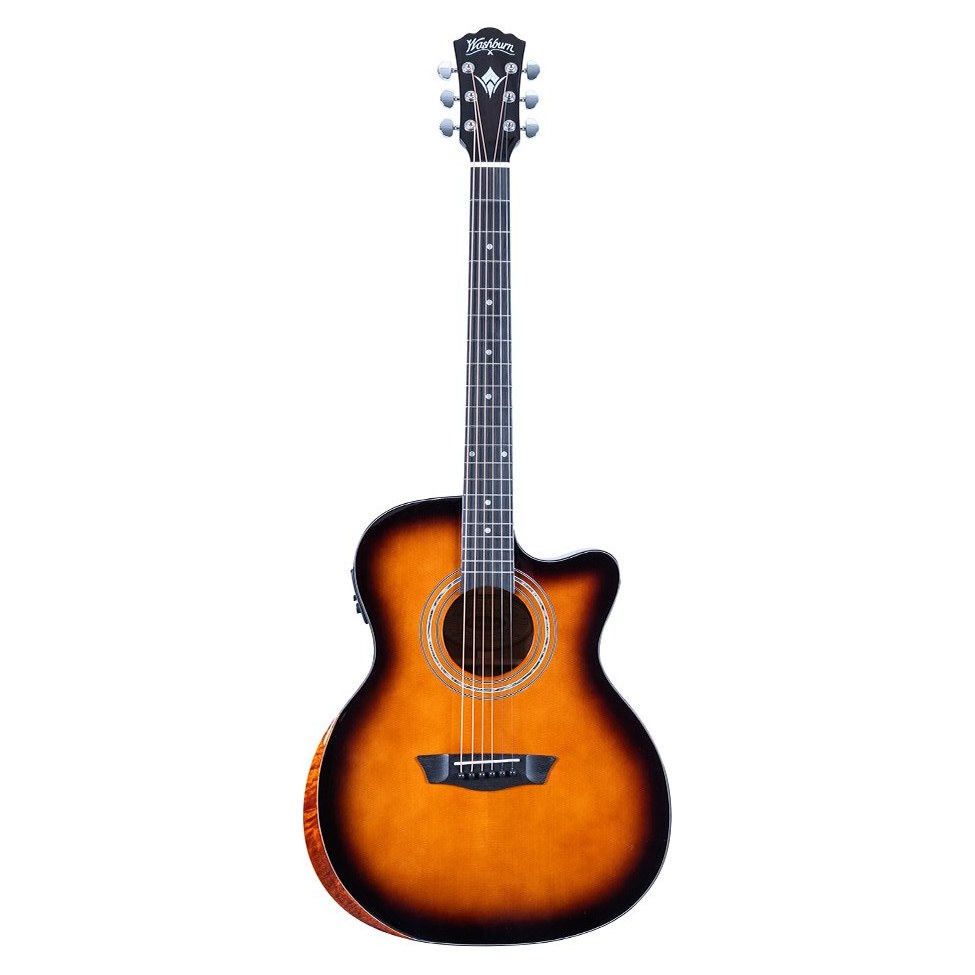 Đàn guitar acoustic điện Washburn Comfort WCG10CE màu Sunburst – mặt trước toàn thân