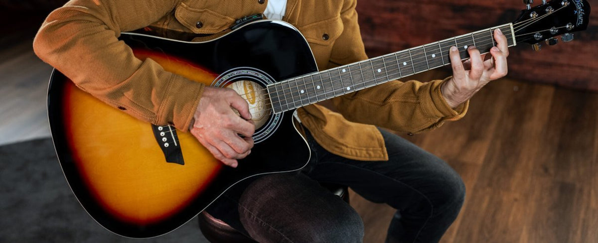Đàn guitar acoustic điện Washburn WA90CE màu Tobacco Burst – ảnh người chơi thực tế