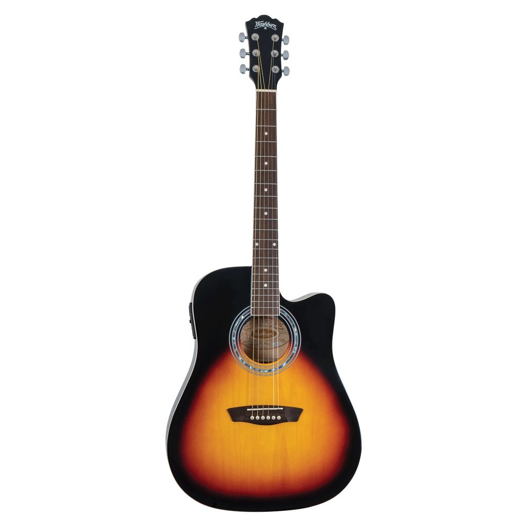 Đàn guitar acoustic điện Washburn WA90CE màu Tobacco Burst – mặt trước toàn thân