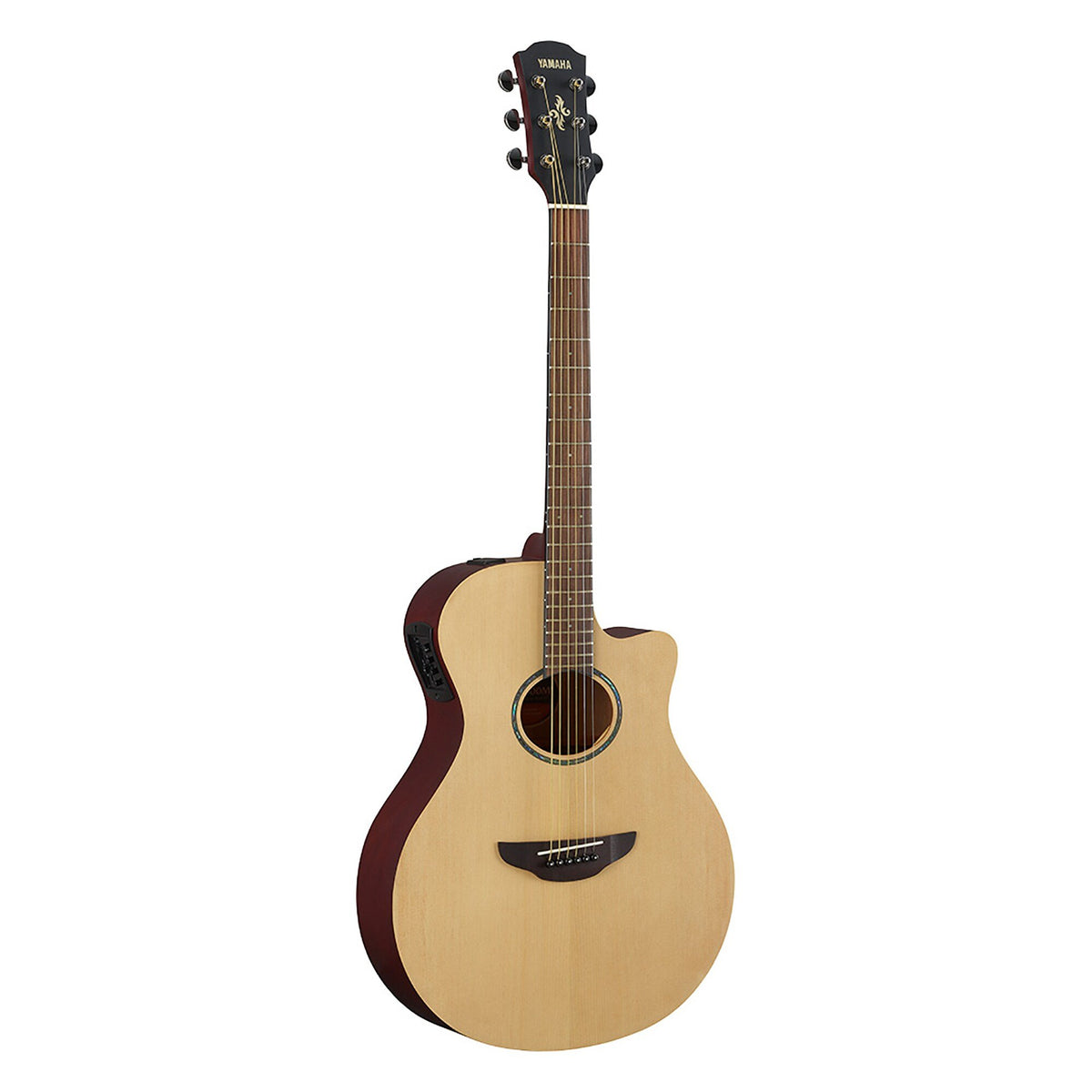 Đàn guitar acoustic điện Yamaha APX600M màu Natural Satin – góc nghiêng 3/4 toàn thân