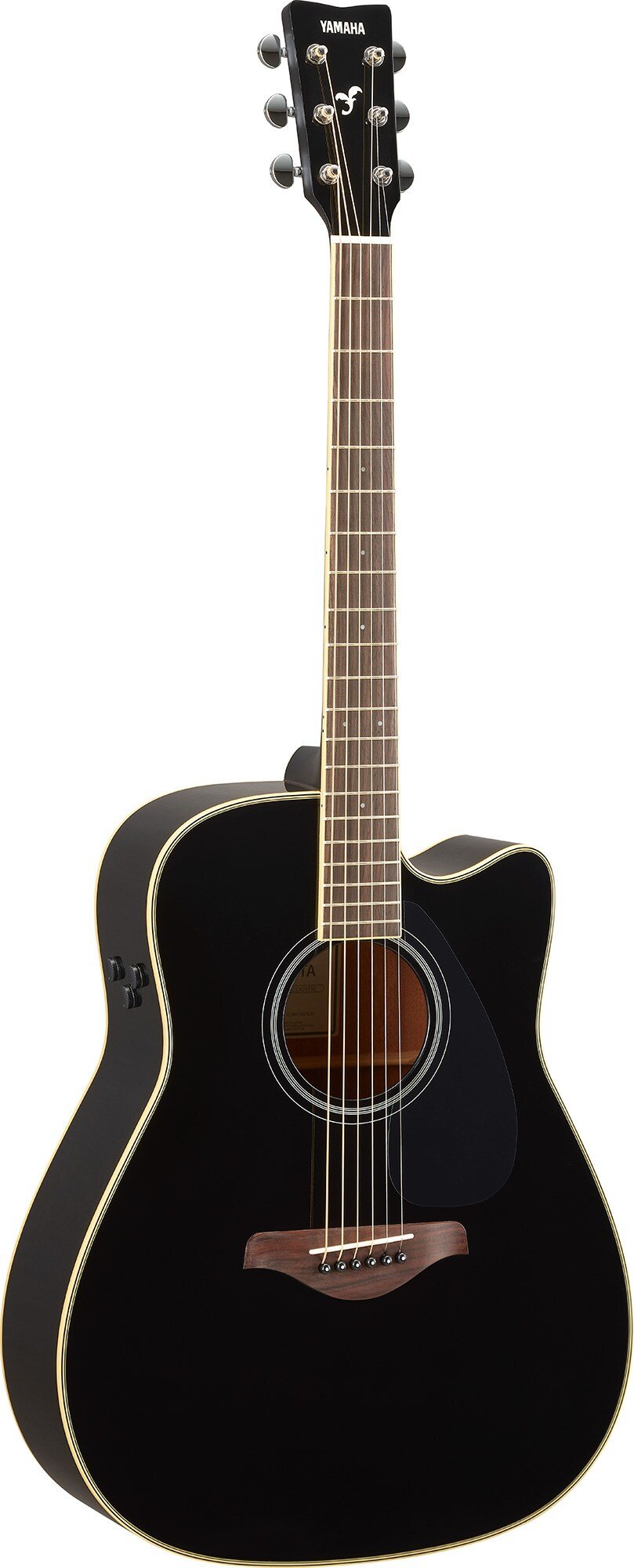Đàn guitar acoustic điện Yamaha FGC-TA màu Black – góc nghiêng 3/4 toàn thân