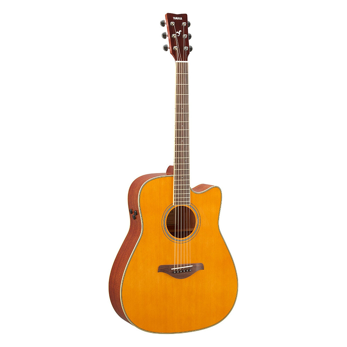 Đàn guitar acoustic điện Yamaha FGC-TA màu Vintage Tint – góc nghiêng 3/4 toàn thân