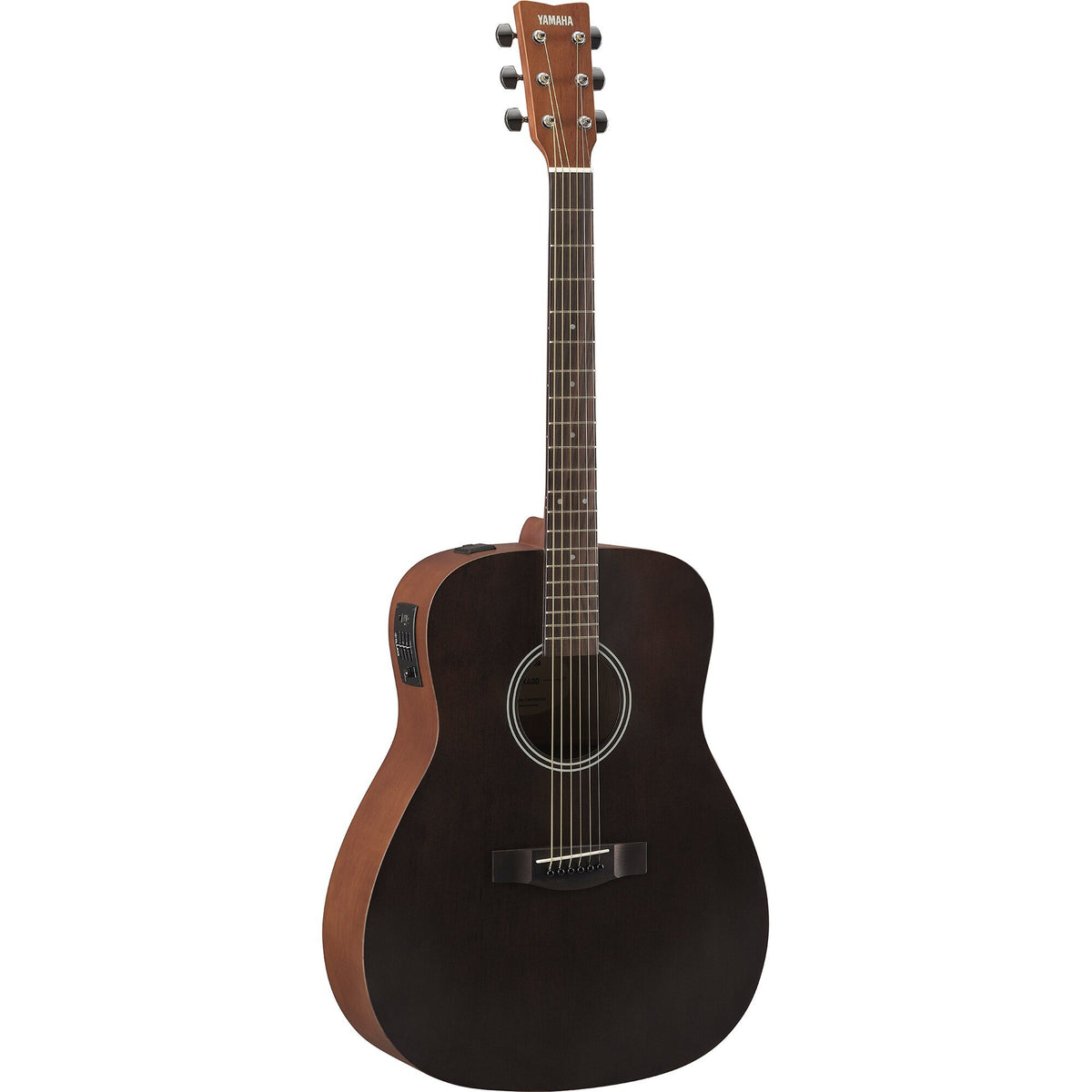Đàn guitar acoustic điện Yamaha FX400 màu Smoky Black – góc nghiêng 3/4 toàn thân
