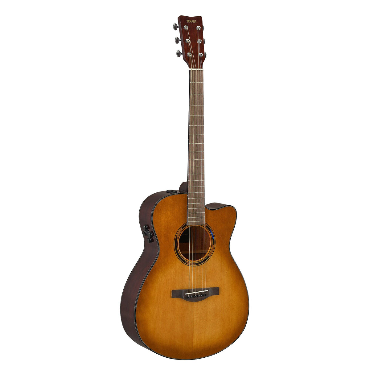 Đàn guitar acoustic điện Yamaha TAS1 C màu Sand Burst – góc nghiêng 3/4 toàn thân