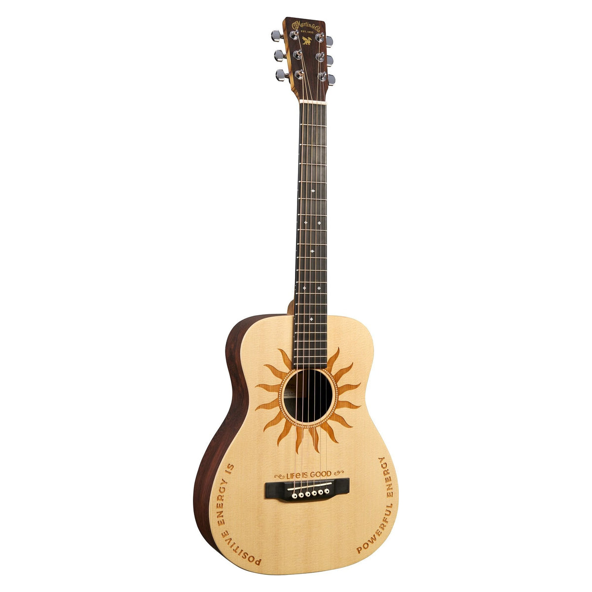 Đàn guitar acoustic du lịch Martin LX2 Life is Good màu Natural – mặt trước toàn thân