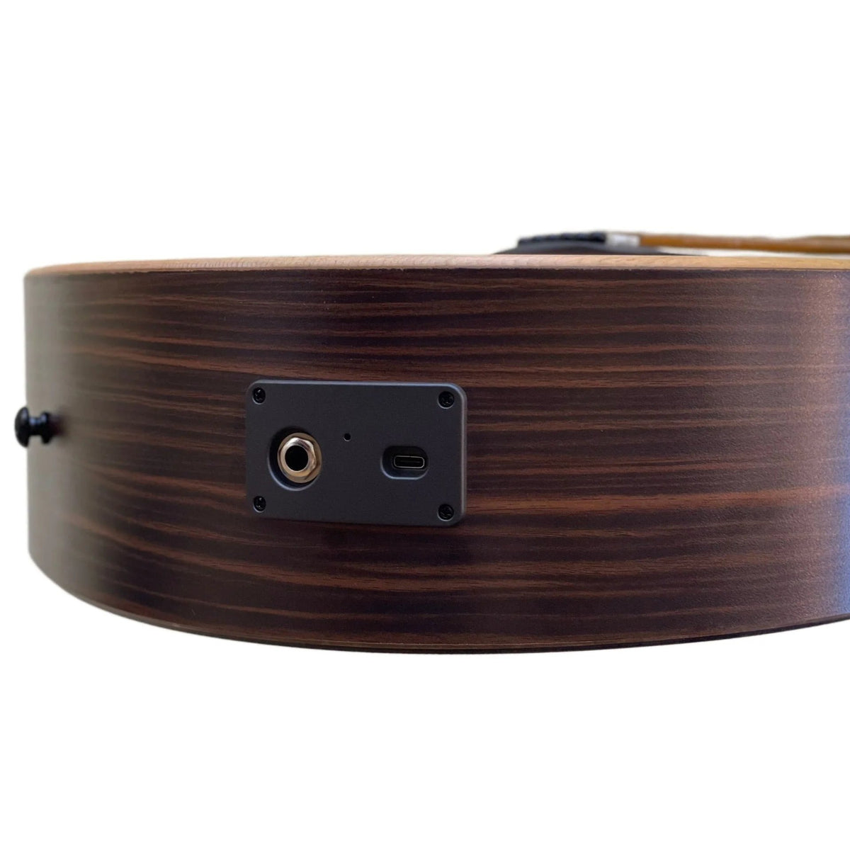 Đàn guitar acoustic Enya EM-X1 Pro Max bản EQ SP1 – cận jack cắm và nút đeo dây