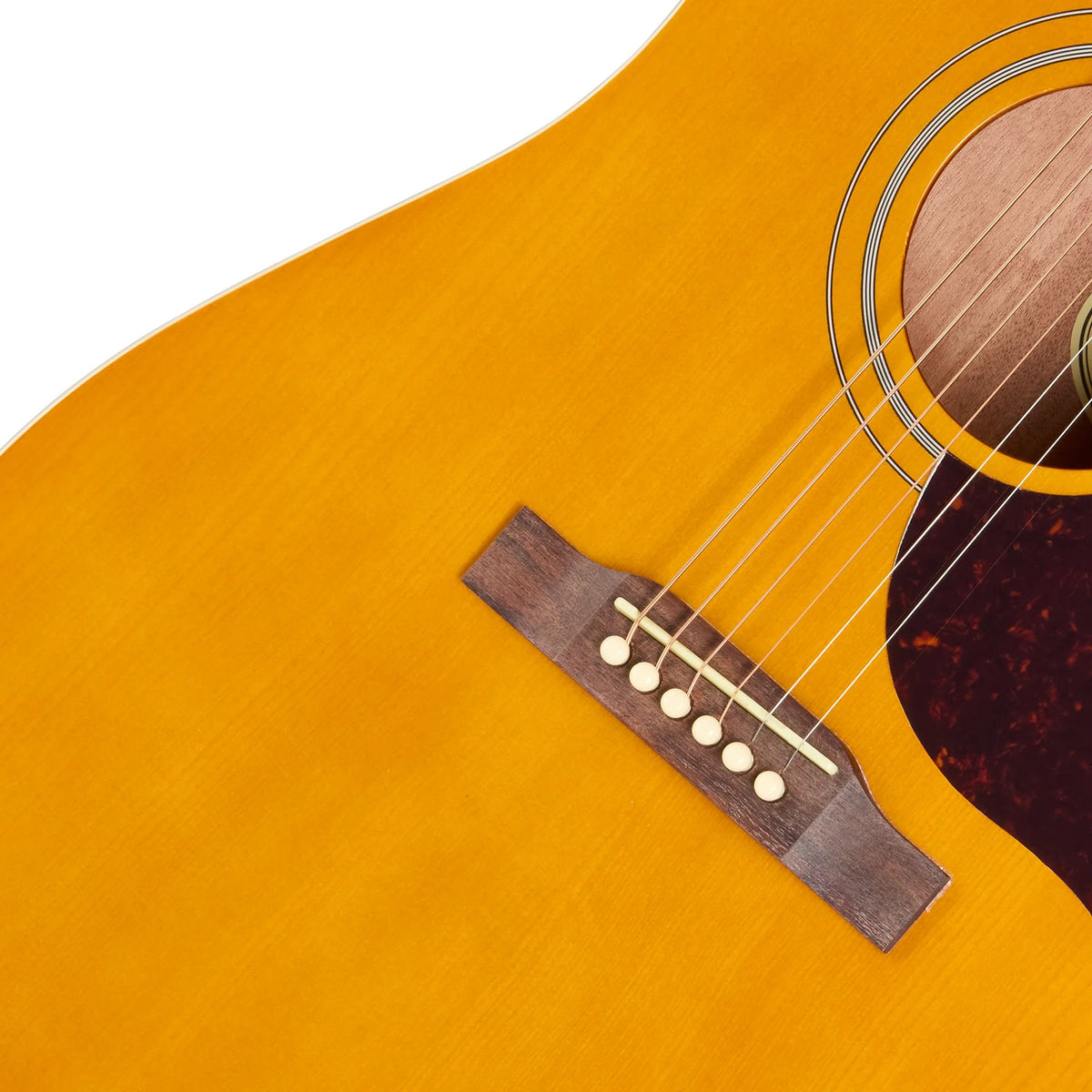 Đàn guitar acoustic Epiphone Hummingbird Tribute màu Antique Natural – cận lỗ thoát âm và ngựa đàn
