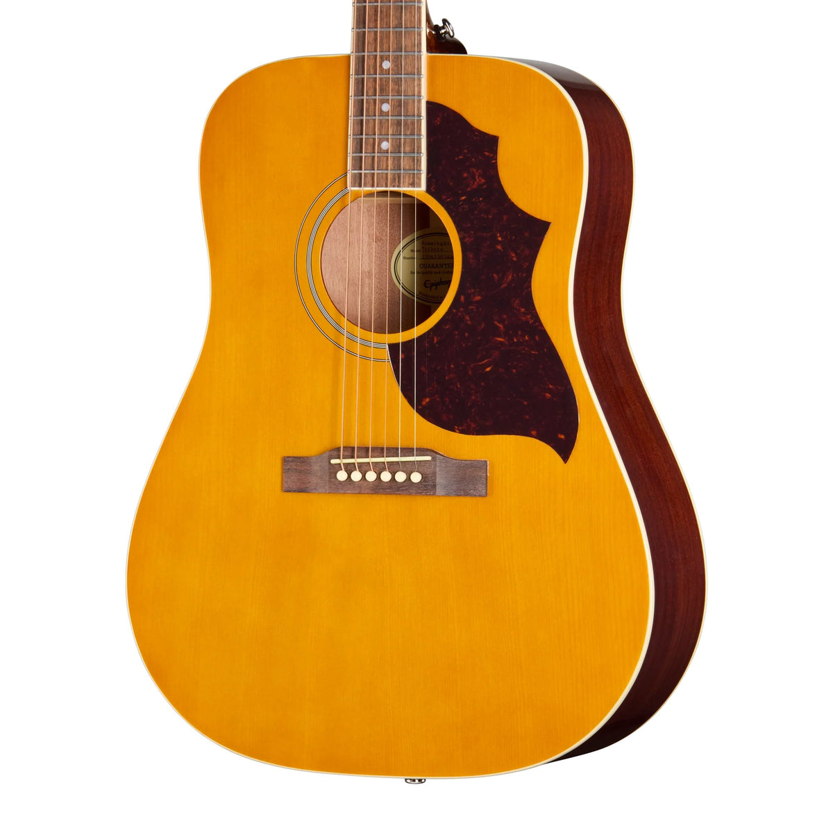 Đàn guitar acoustic Epiphone Hummingbird Tribute màu Antique Natural – cận thùng đàn mặt trước