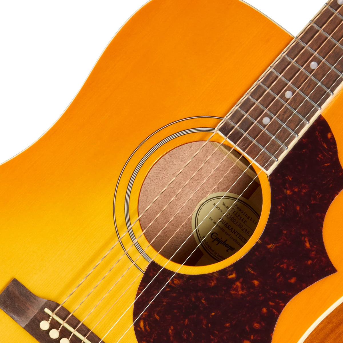 Đàn guitar acoustic Epiphone Hummingbird Tribute màu Heritage Cherry Sunburst – cận hoa văn viền lỗ thoát âm (rosette)