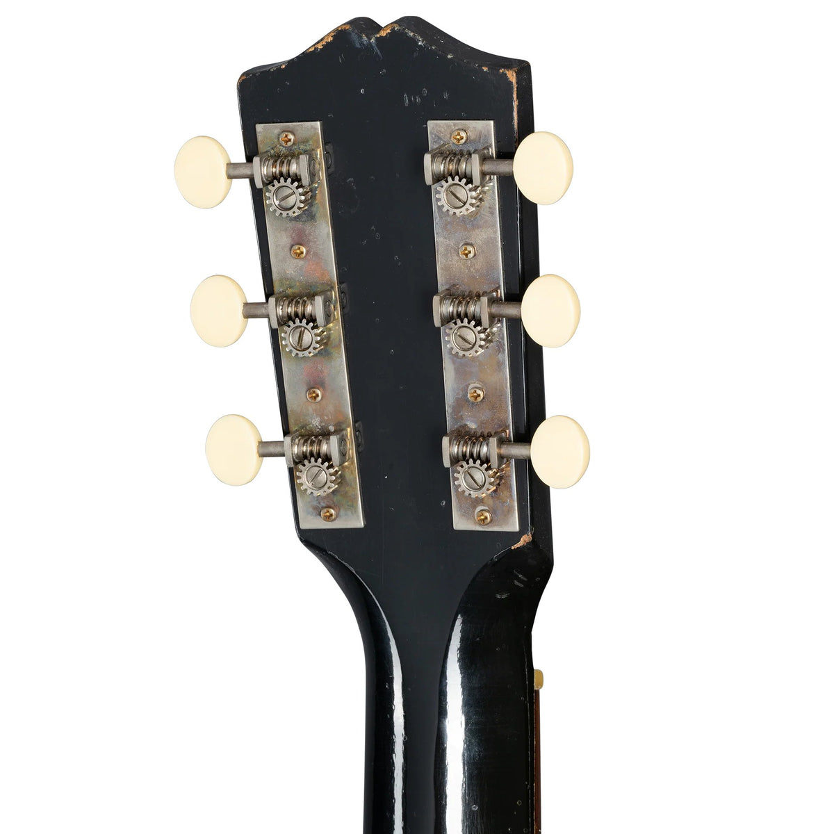 Đàn guitar acoustic Gibson 1933 L-00 màu Ebony Light Aged – mặt sau đầu đàn và bộ khóa lên dây