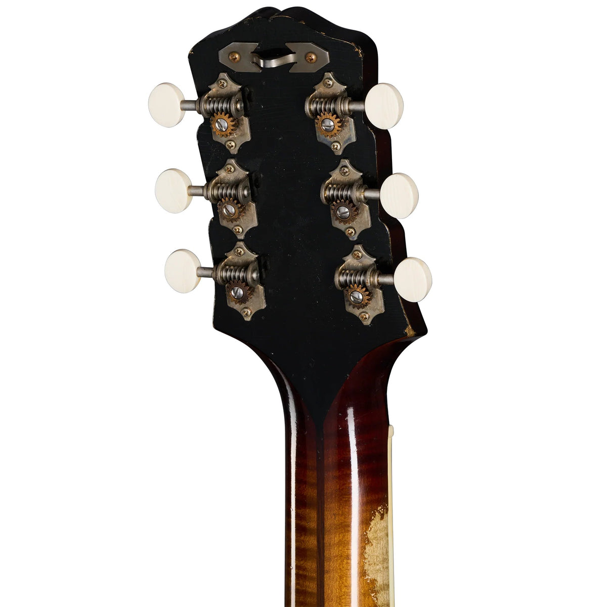 Đàn guitar acoustic Gibson 1939 SJ-100 màu Heavy Aged Faded Vintage Sunburst – mặt sau đầu đàn và bộ khóa lên dây