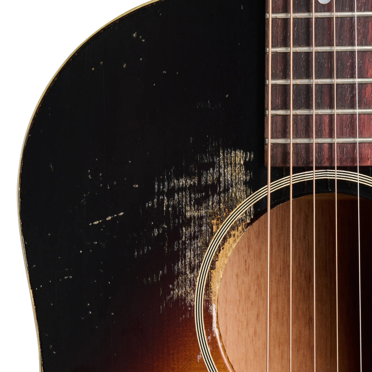 Đàn guitar acoustic Gibson 1942 Banner J-45 Reissue màu Heavy Aged Vintage Sunburst – cận chi tiết hoàn thiện