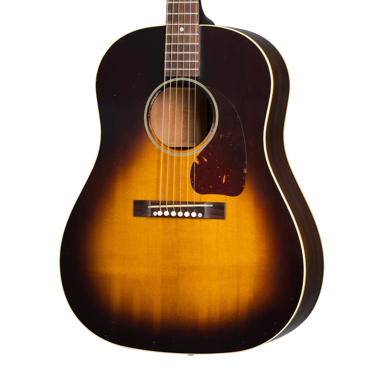 Đàn guitar acoustic Gibson 1942 Banner J-45 Reissue màu Light Aged Vintage Sunburst – thùng đàn chụp nghiêng