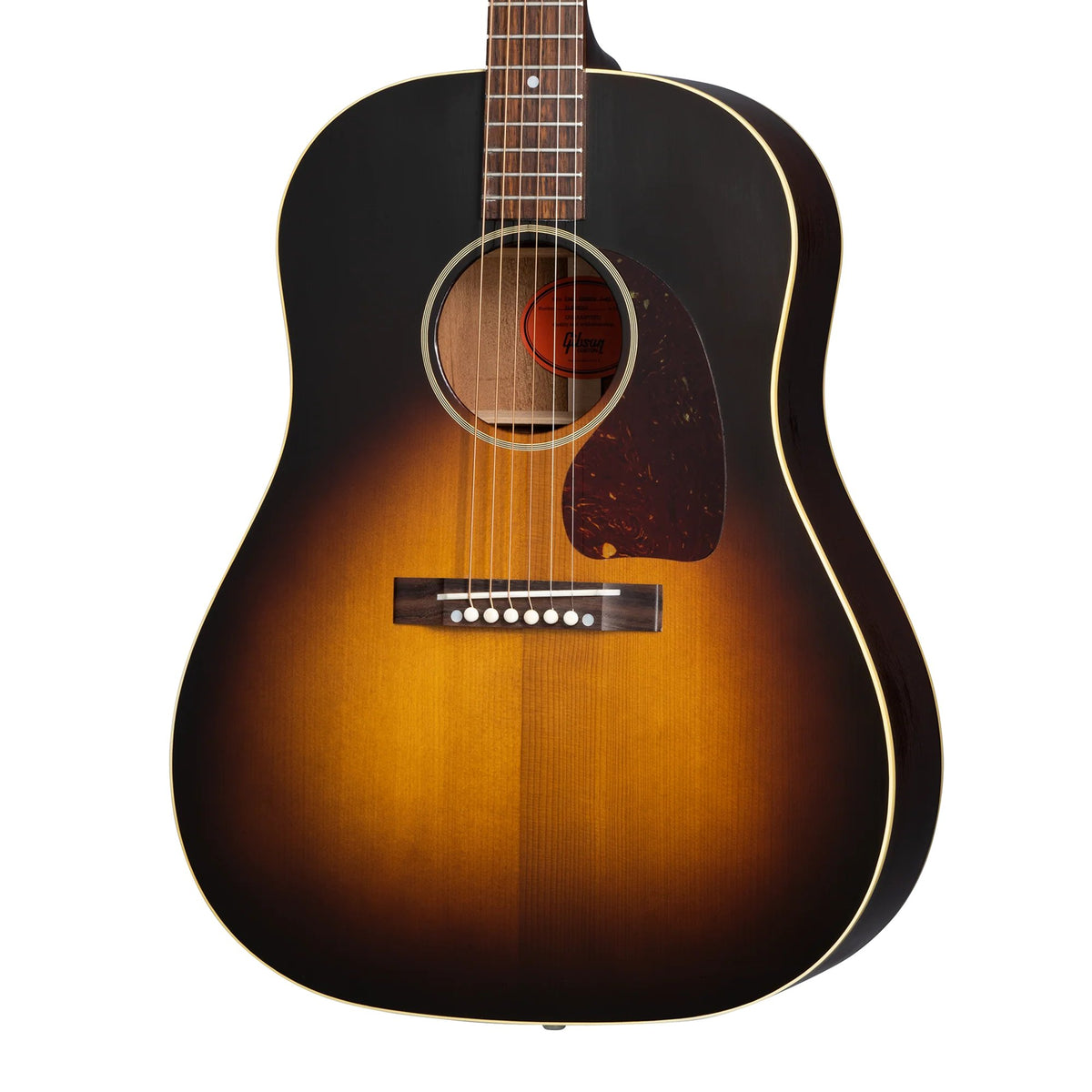 Đàn guitar acoustic Gibson 1942 Banner J-45 Reissue màu Vintage Sunburst – thùng đàn chụp nghiêng