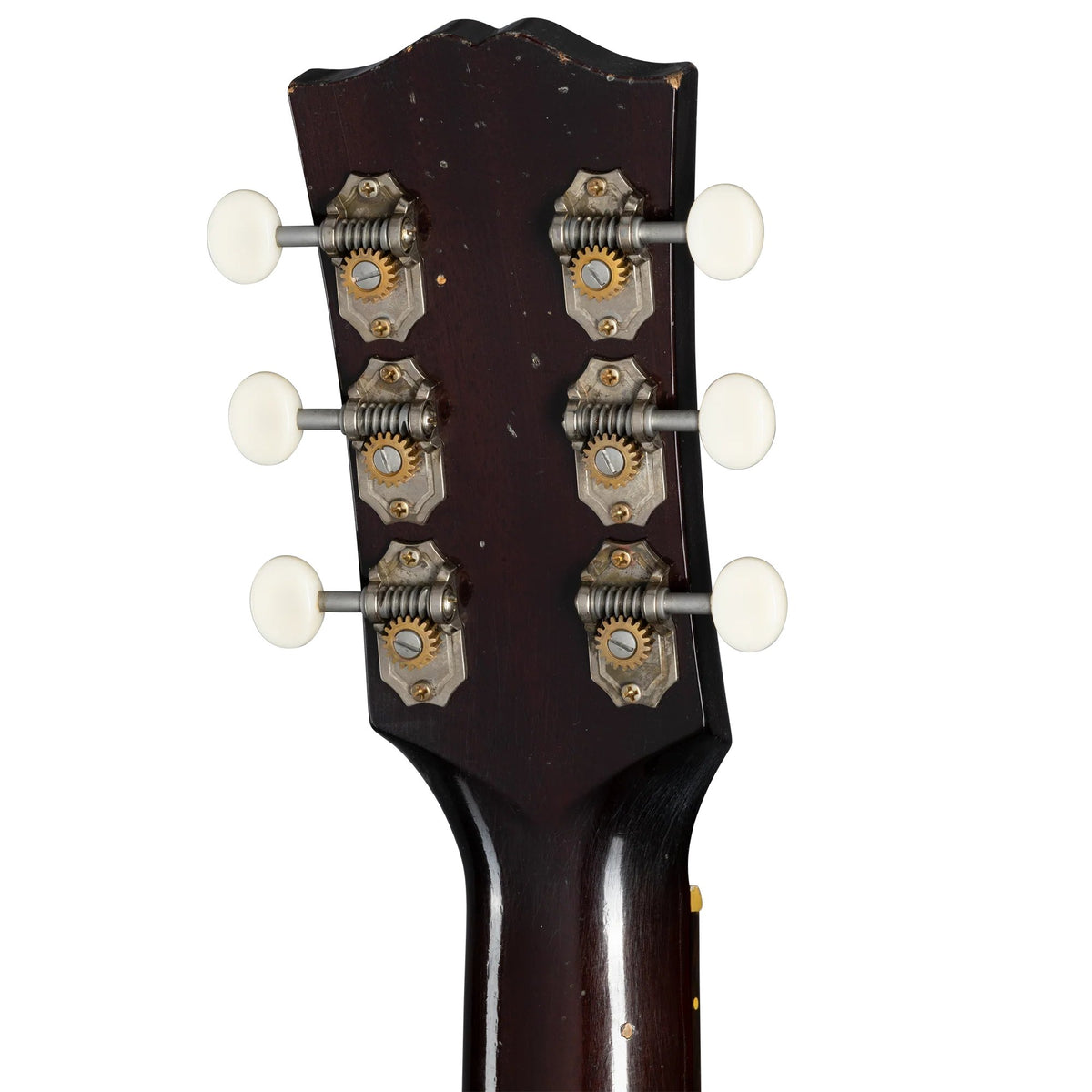 Đàn guitar acoustic Gibson 1942 Banner Southern Jumbo Reissue màu Light Aged Vintage Sunburst – mặt sau đầu đàn và bộ khóa lên dây