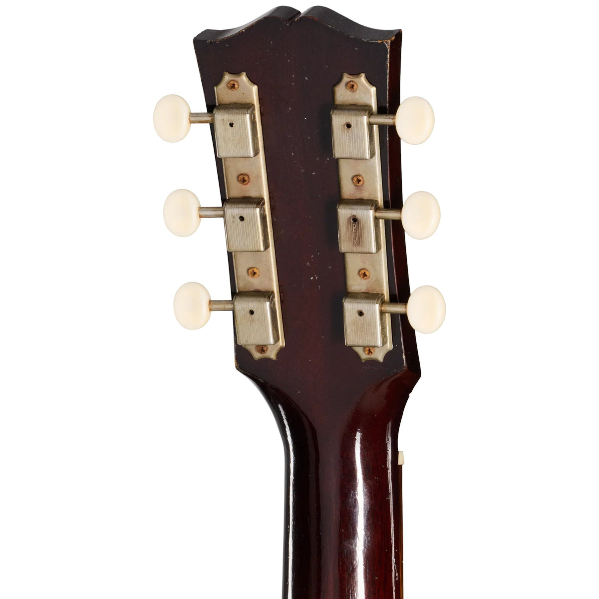 Đàn guitar acoustic Gibson 1955 J-45 màu Light Aged Vintage Sunburst – mặt sau đầu đàn và bộ khóa lên dây
