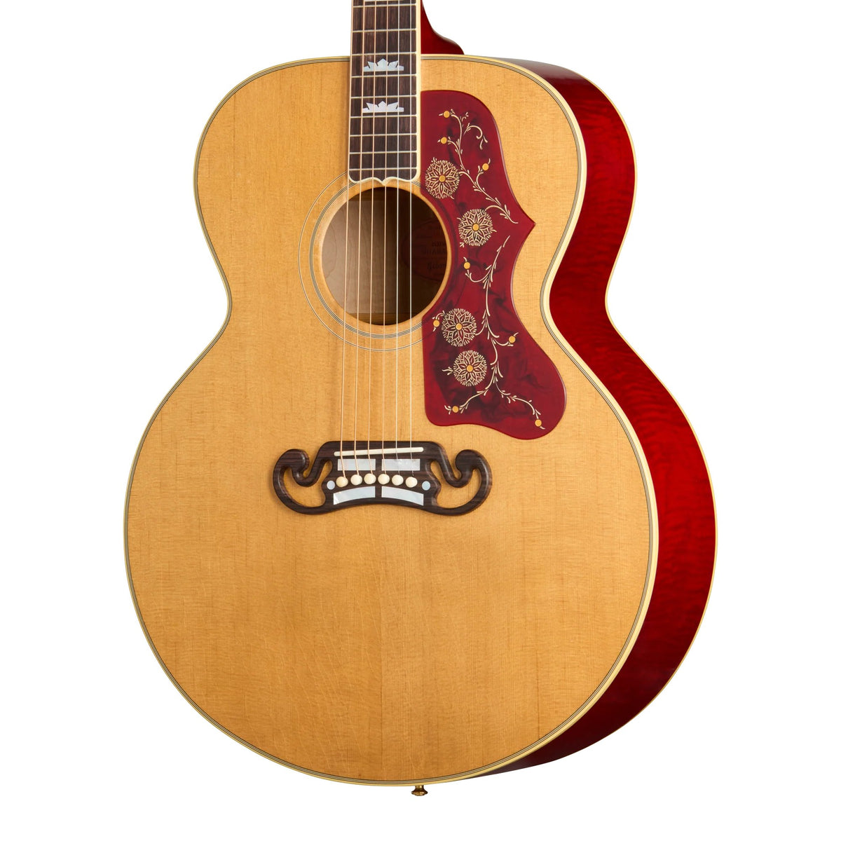 Đàn guitar acoustic Gibson 1957 SJ-200 màu Light Aged Antique Natural Cherry – cận thùng đàn mặt trước