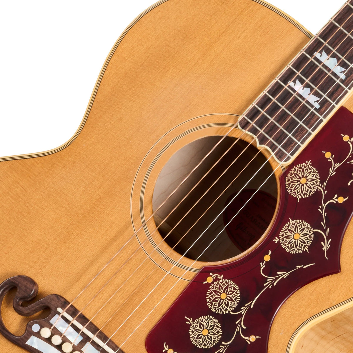 Đàn guitar acoustic Gibson 1957 SJ-200 màu Light Aged Dark Natural – cận hoa văn viền lỗ thoát âm (rosette)