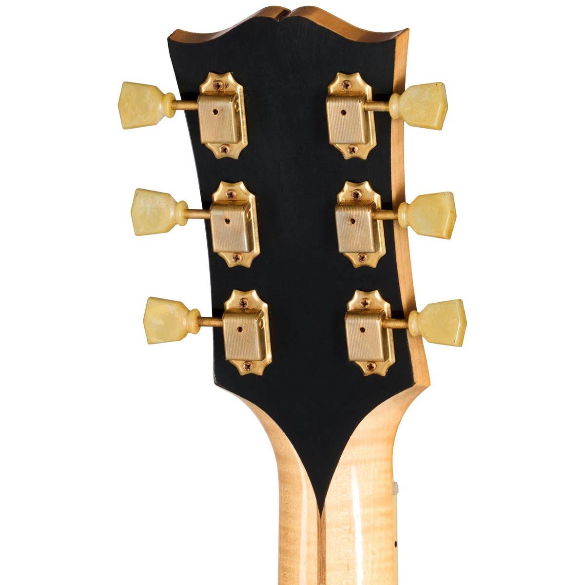 Đàn guitar acoustic Gibson 1957 SJ-200 màu Light Aged Dark Natural – mặt sau đầu đàn và bộ khóa lên dây