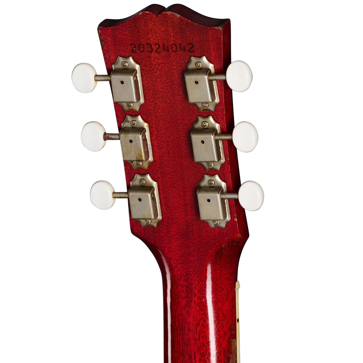 Đàn guitar acoustic Gibson 1963 Country Western màu Heavy Aged Smoked Natural – mặt sau đầu đàn và bộ khóa lên dây
