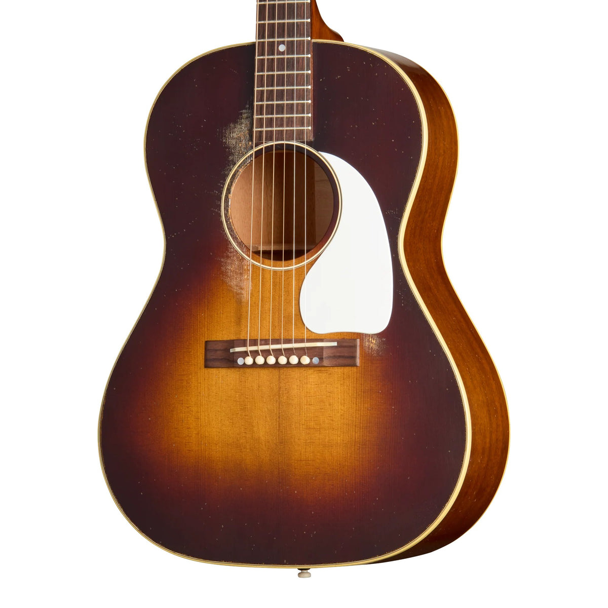 Đàn guitar acoustic Gibson Custom 1942 Banner LG-2 màu Heavy Aged Dark Tobacco Burst – cận thùng đàn mặt trước