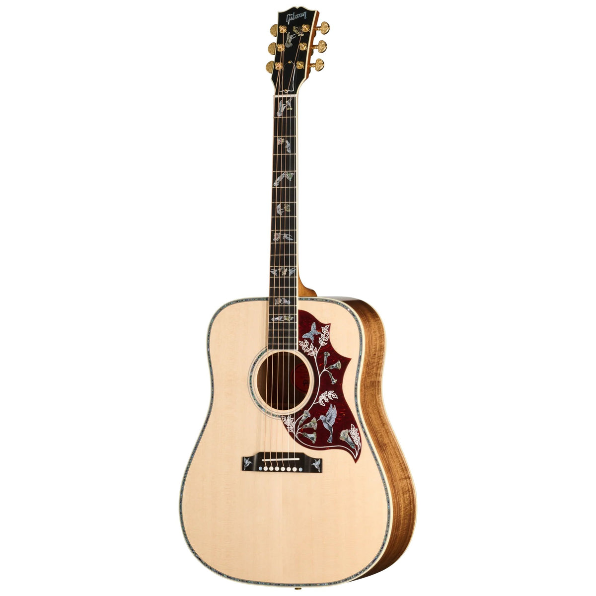 Đàn guitar acoustic Gibson Custom Hummingbird Custom Koa màu Antique Natural – mặt trước toàn thân