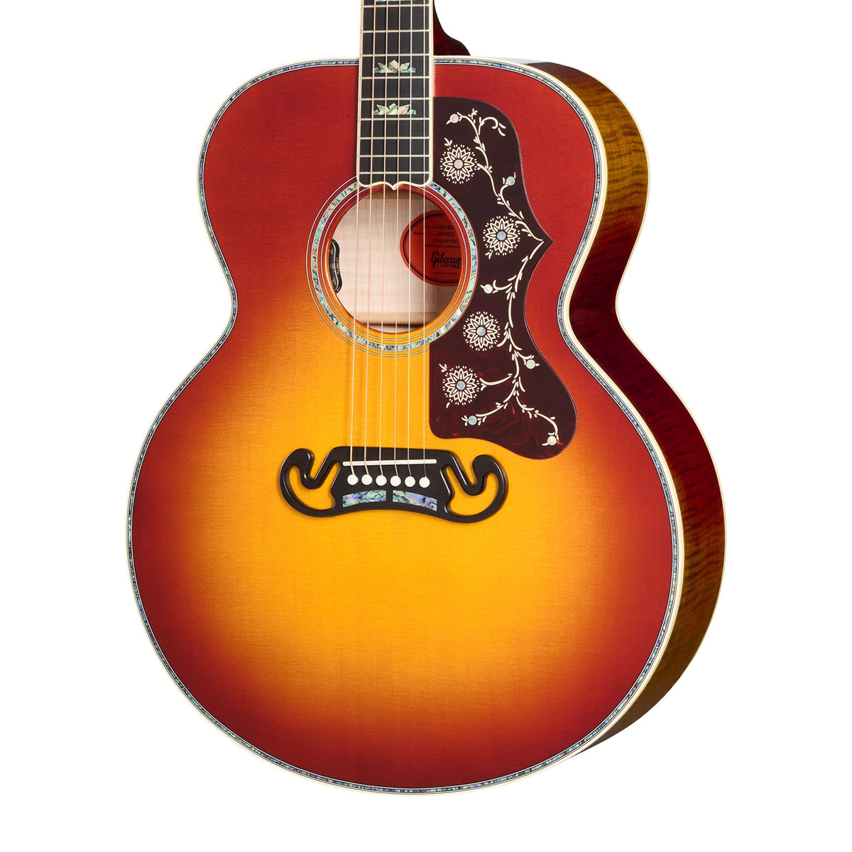 Đàn guitar acoustic Gibson Custom SJ-200 5A Maple màu Wildfire Burst – cận thùng đàn mặt trước