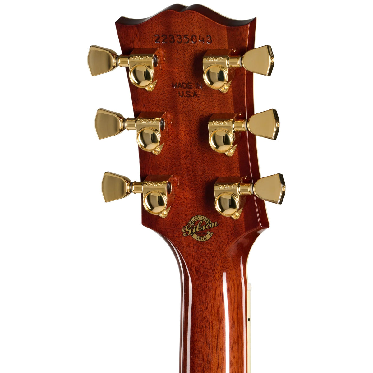Đàn guitar acoustic Gibson Dove Anniversary Limited Edition màu Cremona Burst – mặt sau đầu đàn và bộ khóa lên dây