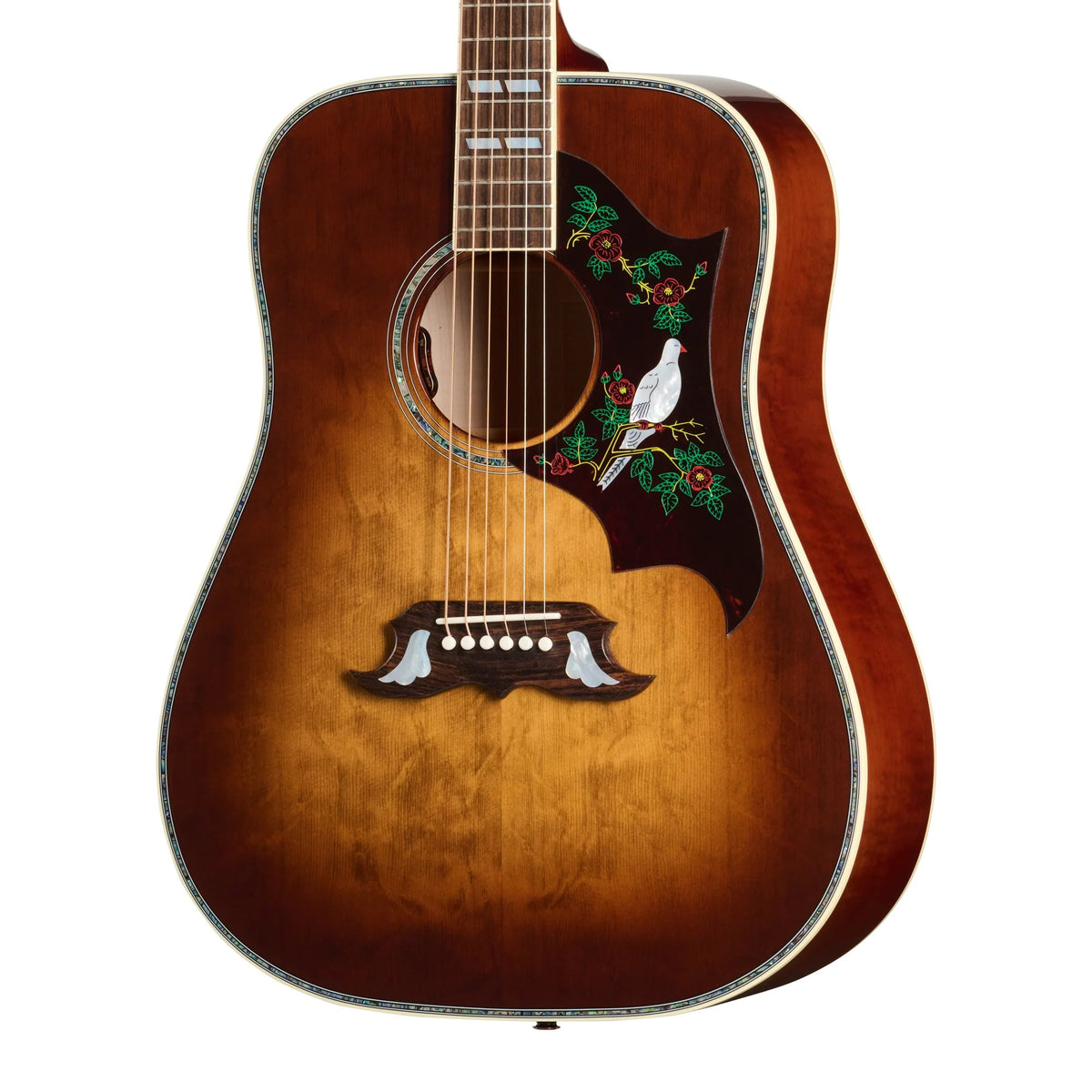 Đàn guitar acoustic Gibson Dove Anniversary Limited Edition màu Cremona Burst – thùng đàn chụp nghiêng