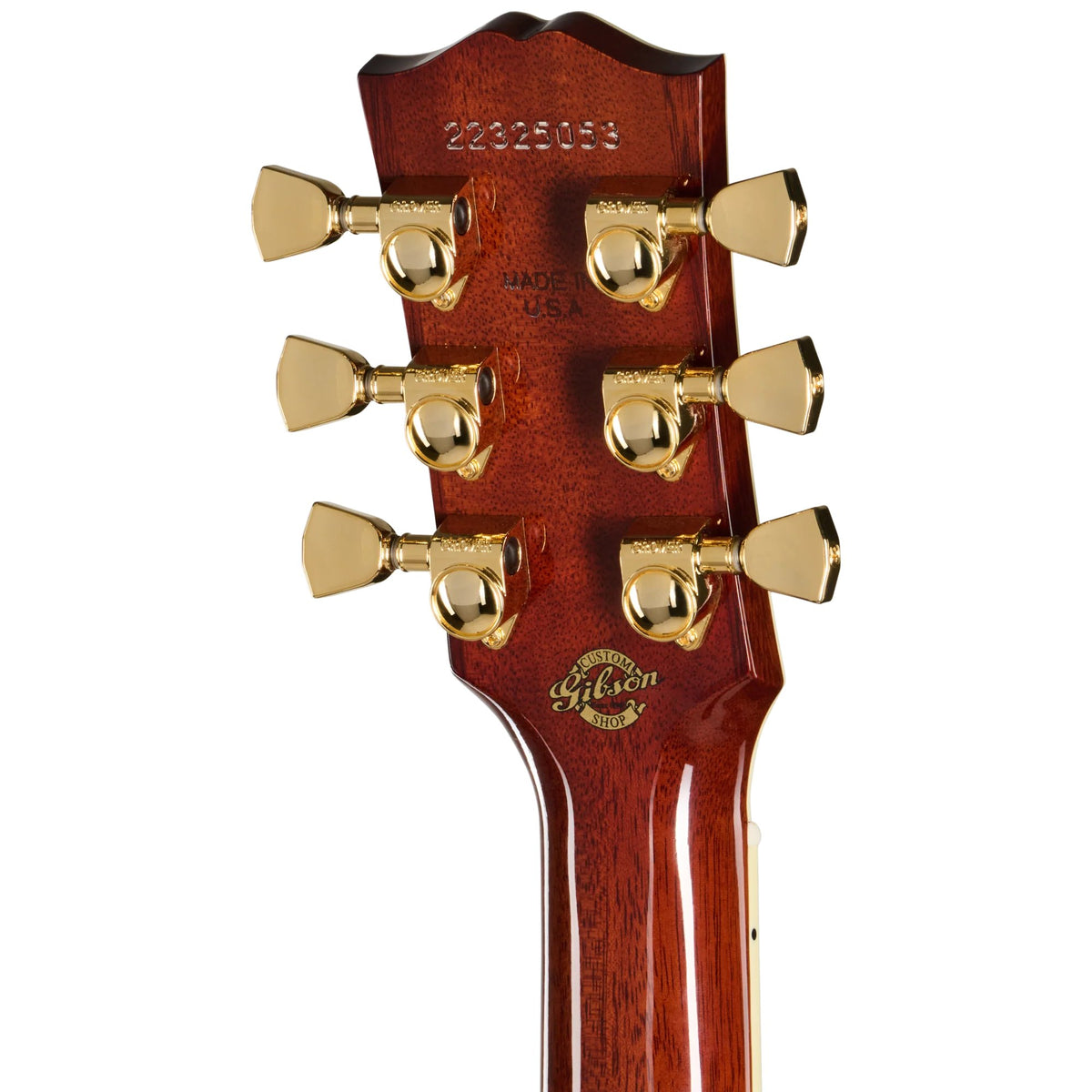 Đàn guitar acoustic Gibson Hummingbird Anniversary Limited Edition màu Cremona Burst – mặt sau đầu đàn và bộ khóa lên dây