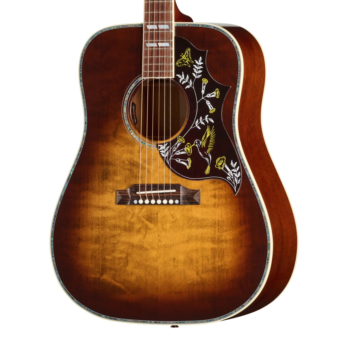 Đàn guitar acoustic Gibson Hummingbird Anniversary Limited Edition màu Cremona Burst – thùng đàn chụp nghiêng