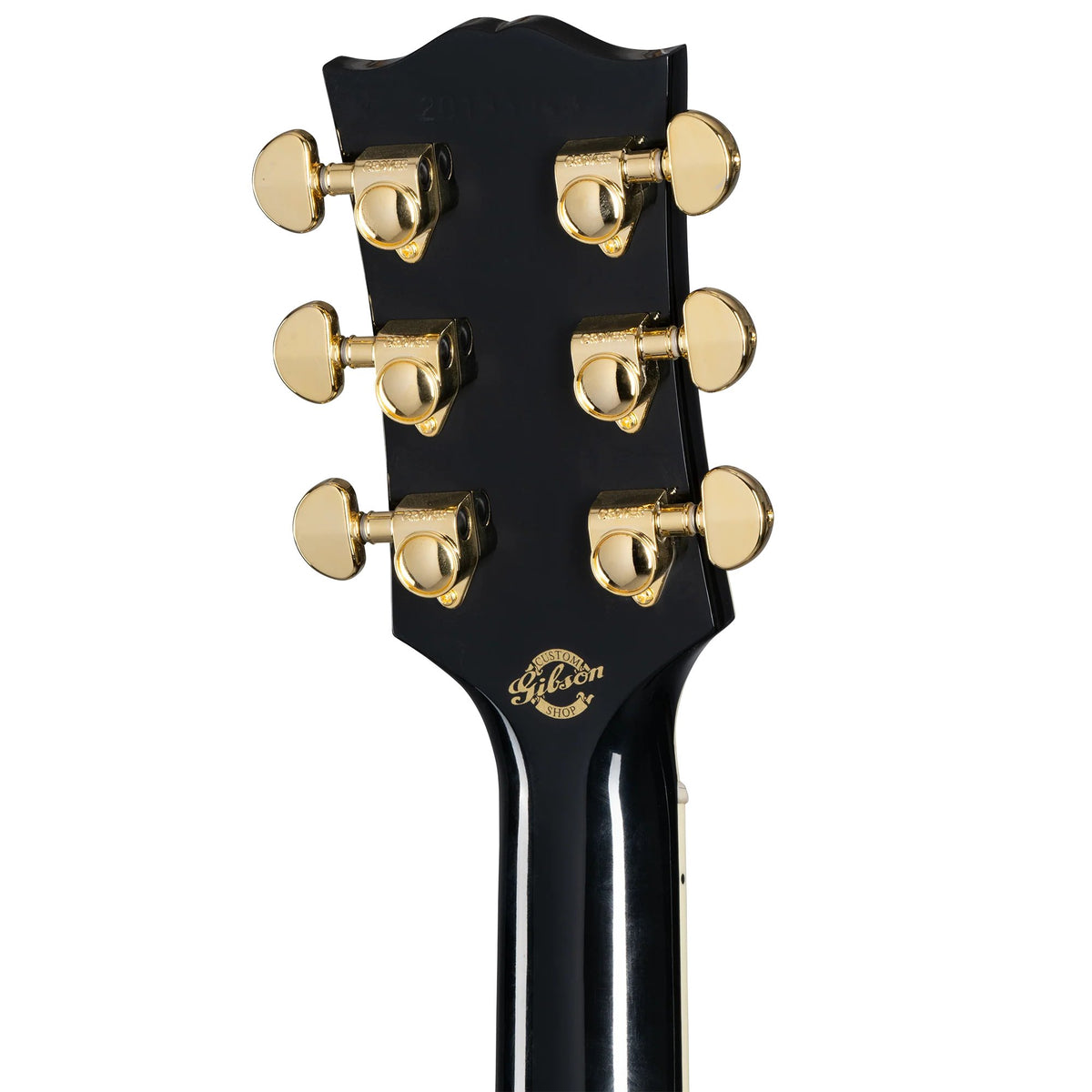 Đàn guitar acoustic Gibson Hummingbird Custom màu Ebony – mặt sau đầu đàn và bộ khóa lên dây