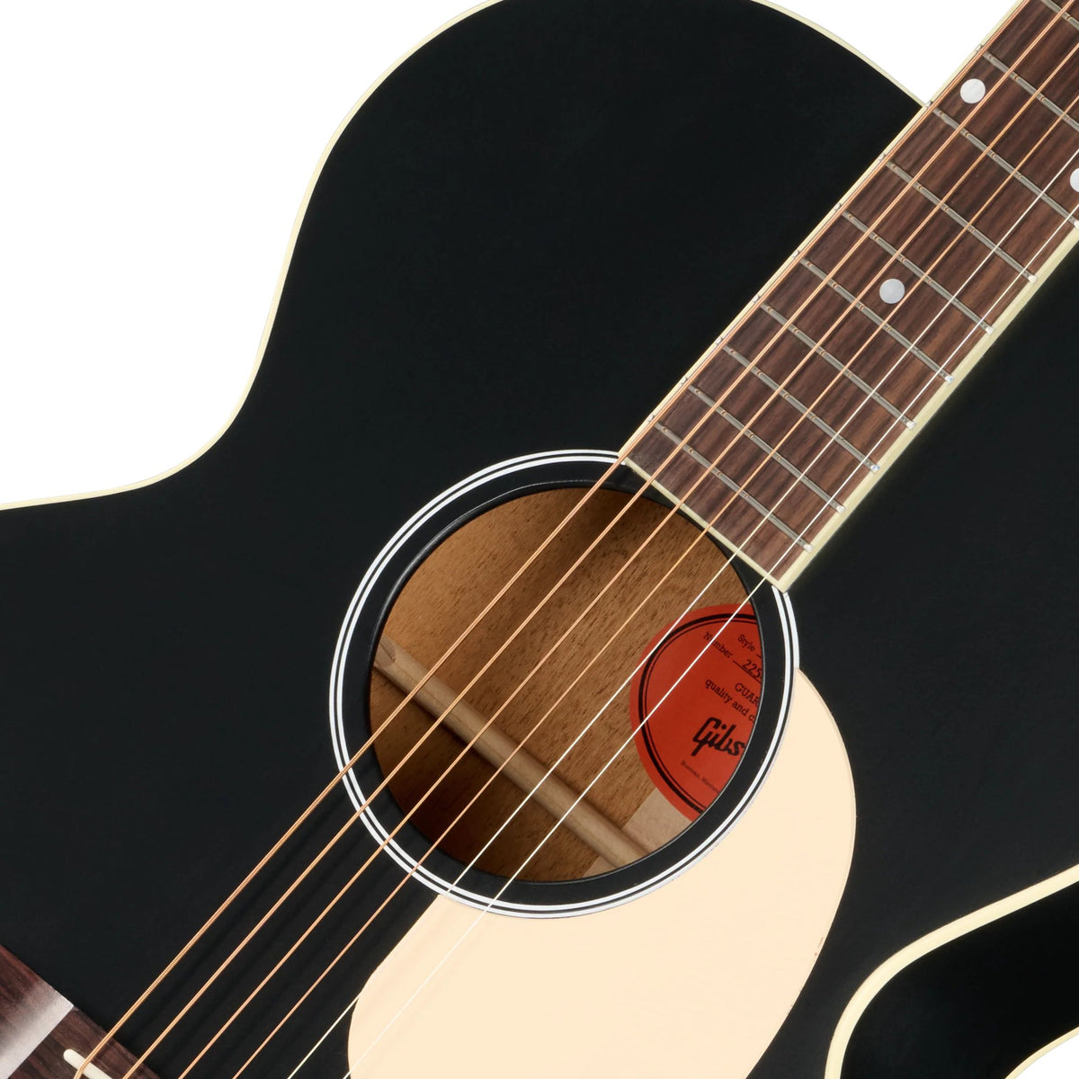 Đàn guitar acoustic Gibson J-185 Century 12-Fret màu Ebony – cận hoa văn viền lỗ thoát âm (rosette)